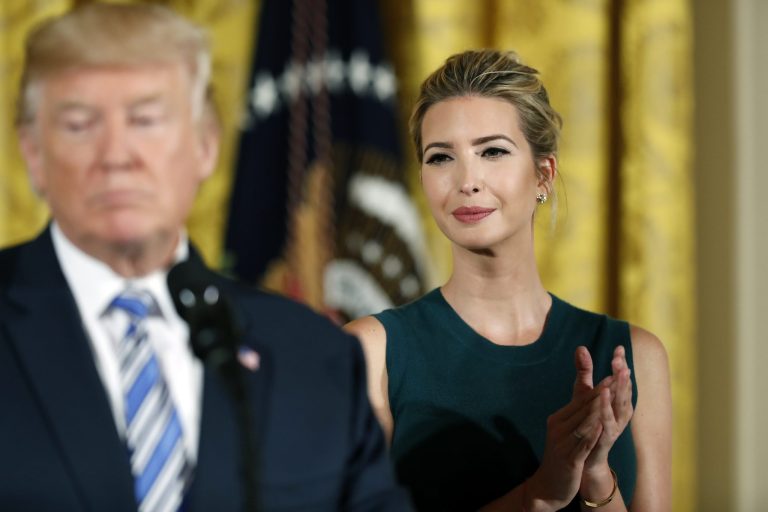 President Donald Trump, accompanied by his daughter Ivanka Trump, speaks in the East Room of the White House in Washington, Tuesday, Aug. 1, 2017, during an event with small business owners as part of 