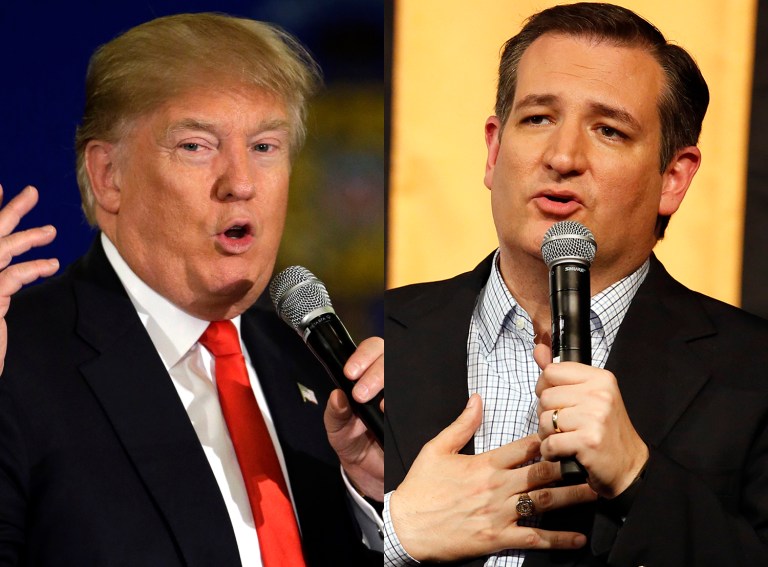 Republican presidential candidate Donald Trump speaks at a campaign stop, Wednesday, March 30, 2016, in Appleton, Wis. (AP Photo/Nam Y. Huh)