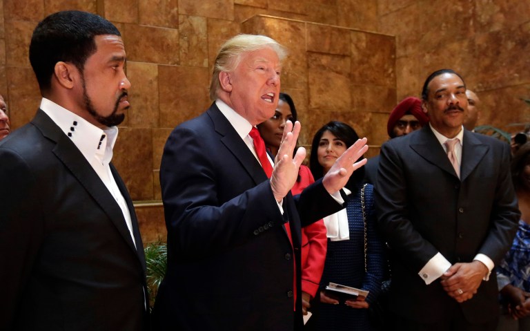 Republican presidential nominee Donald Trump has seen a groundswell of support from black voters over the last week, according to the results of a tracking poll released over the weekend. (AP Photo/Richard Drew, File)