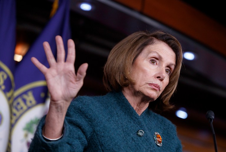 House Minority Leader Nancy Pelosi called on President Trump to fire his national security adviser amid anonymous accusations he discussed U.S. sanctions with the Russians before Trump took office. (AP Photo/J. Scott Applewhite)