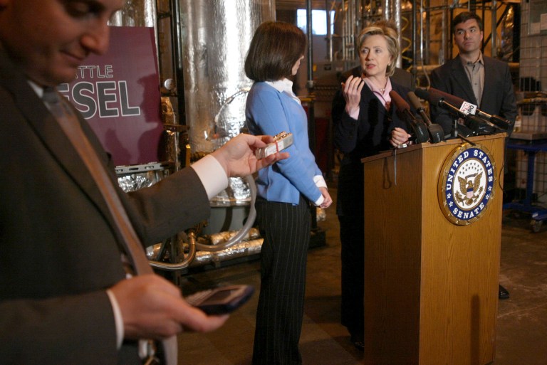 Staff member Philippe Reines (foreground) apparently coordinated with CNN global affairs correspondent Elise Labott for her coverage of Hillary Clinton's 2013 congressional hearing on Benghazi. (AP Photo/Julie Busch)