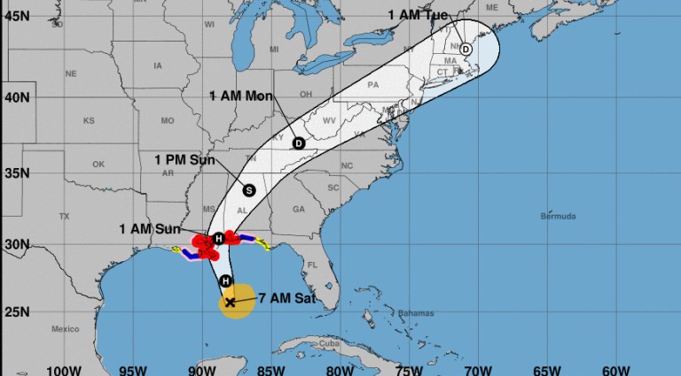 Landfall is expected to be somewhere between Louisiana and the Florida panhandle. (National Hurricane Center)