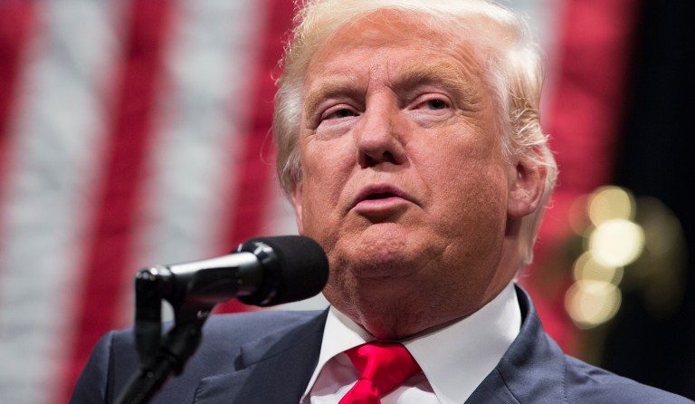 The latest ABC News/Washington Post poll showed Trump's approval rating sitting at 39 percent, the lowest approval rating for a president after eight months in office in 70 years. (AP Photo/ Evan Vucci)