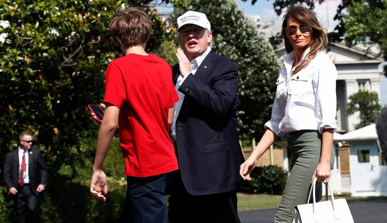 President Trump, with first lady Melania Trump and their son Barron Trump, called Camp David 