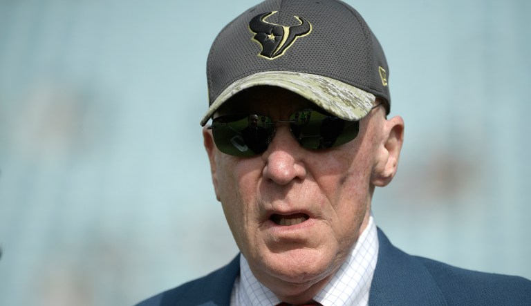 Bob McNair's remark came after Dallas Cowboys owner Jerry Jones discussed the business issues facing the league, as well as his call for a mandate requiring players to stand during the national anthem. (AP Photo/Phelan M. Ebenhack)