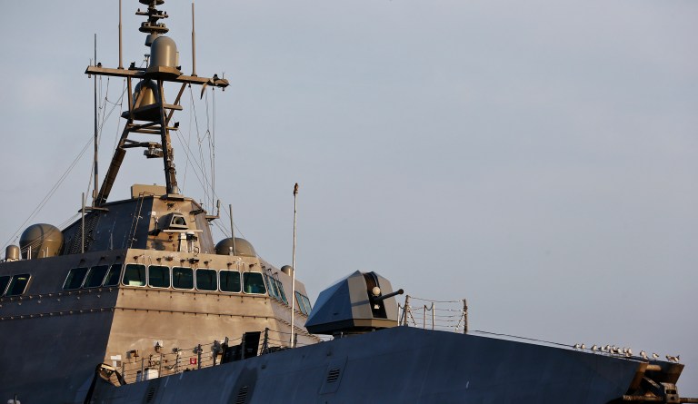 The USS Gabrielle Giffords is set to take to the sea from Galveston, Texas, and Saturdayâs dedication ceremony honored the Democrat who managed to survive a shooting at an event in Tuscon in 2011. (AP Photo/Brynn Anderson)