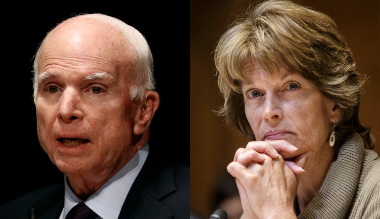 The Arizona Republican applauded the Senate Finance Committee for advancing the Tax Cuts and Jobs Act, but Sen. Murkowski, an Alaska Republican, said she wants legislation meant to lower Obamacare premiums passed first. (AP)
