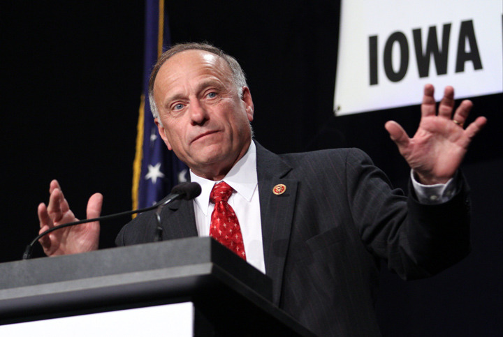 Rep. Steve King (R-Iowa) speaks during the Iowa Faith and Freedom Coalition's Friends of the Family Banquet in Des Moines Iowa on Saturday. (AP Photo by Justin Hayworth)