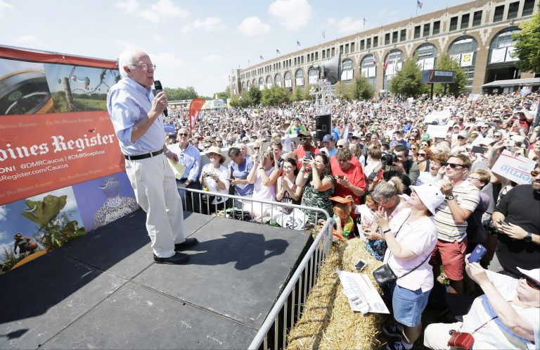 Bernie Sanders has gained a lot of attention by speaking to large crowds. (AP Photo/Charlie Neibergall)