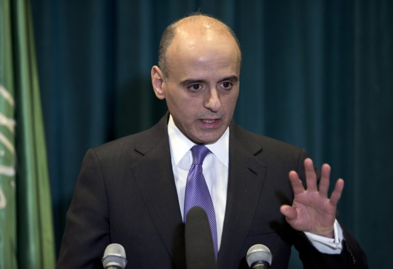 Saudi Arabian Ambassador to the U.S. Adel Al-Jubeir speaks during a news conference. Al-Jubeir says his country began airstrikes against the Houthi rebels in Yemen, who drove out the U.S.-backed Yemeni president.