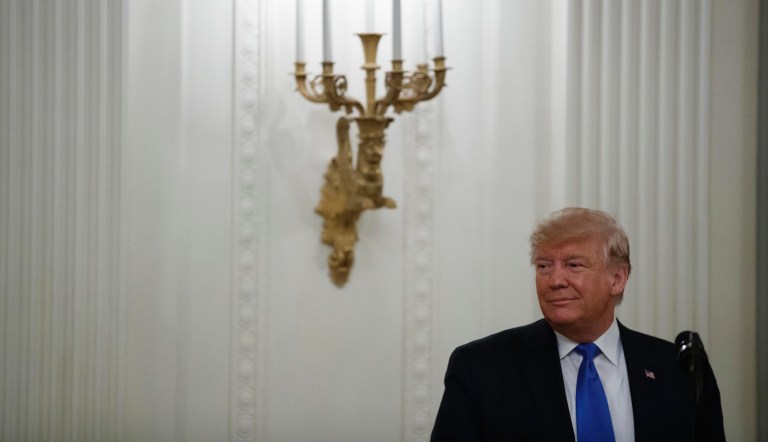 President Donald Trump speaks during a National Medal of Arts and National Humanities Medal ceremony in the East Room of the White House, Thursday, Nov. 21, 2019, in Washington.