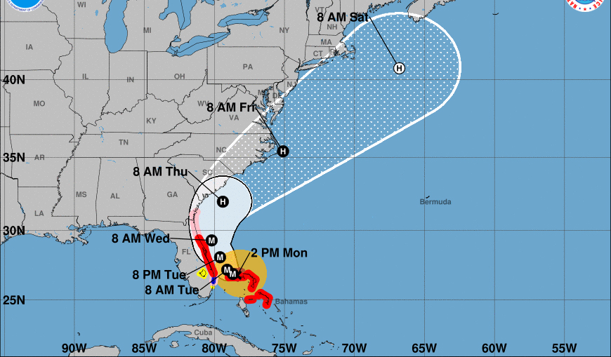 Hurricane Dorian expands in size as it stalls over Bahamas and eyes Florida coast
