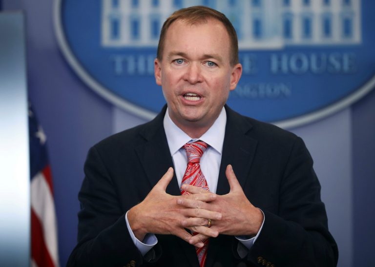 FILE - In this Thursday, July 20, 2017, file photo, Budget Director Mick Mulvaney gestures as he speaks during the daily press briefing at the White House in Washington. Mulvaney is expected to take on a second role in the Trump administration as acting director of a consumer financial agency created by the Obama administration. Mulvaney is expected to be named to lead the Consumer Financial Protection Bureau on an acting basis in addition to his duties as director of the Office of Management and Budget. (AP Photo/Pablo Martinez Monsivais, File)