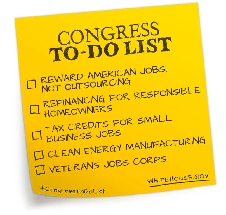 Obama debuts ‘handy little to-do list’ to Congress
