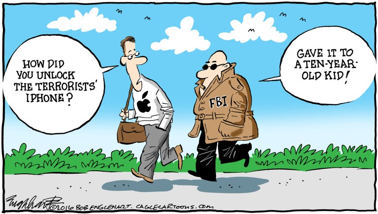 Editorial cartoon: FBI’s decryption secrets