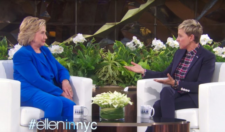 Clinton is making an effort to reconnect with women voters by appearing on "The Ellen DeGeneres Show." (Ellen/Screengrab)