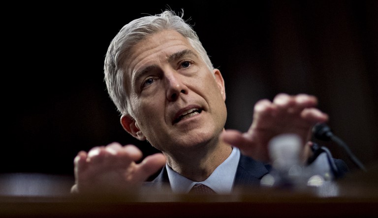Neil Gorsuch, Supreme Court nominee, speaks during a Senate Judiciary Committee confirmation hearing in Washington. (Andrew Harrer/Bloomberg)