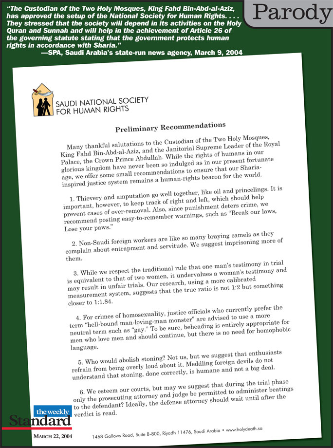 Protecting human rights in Saudi Arabia.