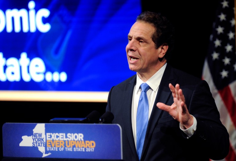 New York's Democratic governor is showing his increasingly transparent presidential aspirations. (AP Photo/Hans Pennink)