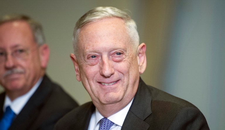 President Trump is expected to unveil the $716 billion request for fiscal 2019 on Feb. 12. The money would be a victory for Defense Secretary Jim Mattis (pictured center) over other budget hawks in the administration, and would begin to bankroll a buildup and modernization of the military, as well as improvements to the nuclear arsenal. (AP Photo/Cliff Owen)