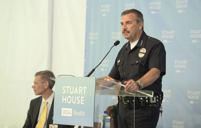 LAPD Police Chief Charlie Beck attends The Rape Foundation's groundbreaking ceremony for construction of a New Stuart House for sexually abused children on May 2, 2014 in Santa Monica, Calif. (Photo by Jason Merritt/Getty Images for Stuart House)