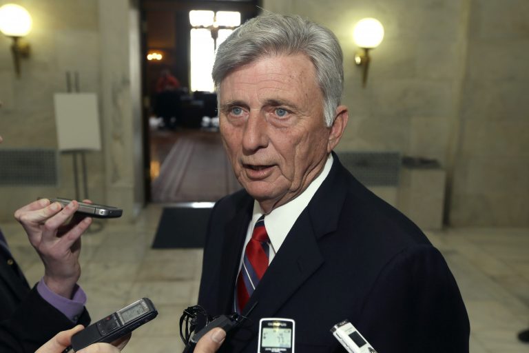 Arkansas Gov. Mike Beebe is interviewed in a hallway at the Arkansas state Capitol in Little Rock, Ark., Monday, March 4, 2013, after vetoing legislation that would have banned abortions 12 weeks into a pregnancy. (AP Photo/Danny Johnston)