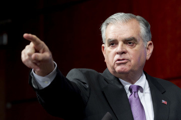 Outgoing Transportation Secretary Ray LaHood, in his final press conference, said gas prices aren't going down. Getty Images