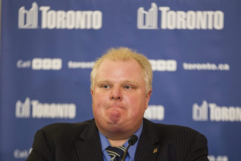 FILE  - In this Tuesday Dec. 10 2013, file photo, Toronto Mayor Rob Ford attends a news conference at City Hall in Toronto. A new video of Toronto Mayor Rob Ford emerged Tuesday, Jan. 21, 2014, that shows him swearing and slurring his words while apparently trying to imitate a Jamaican accent.   (AP Photo/The Canadian Press Chris Young, File)