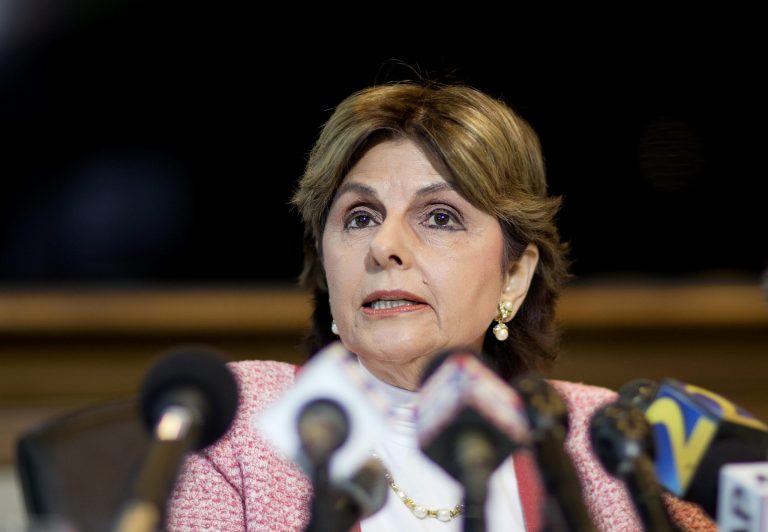 Attorney Gloria Allred speaks at a news conference with Clarence Watley, not shown, the father of Rasheedah Watley, a former girlfriend of NFL football player Brandon Marshall, Wednesday, Sept. 17, 2014, in Marietta, Ga. Watley said his his daughter was abused by Marshall. (AP Photo/David Goldman)