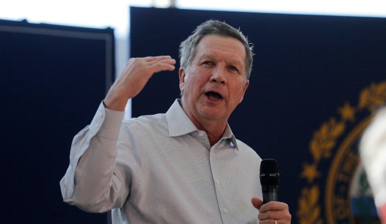 At GOP presidential candidate John Kasich's election-eve rally, putting receipts in balance with expenses, was at the heart of the enthusiasm. (AP Photo/Charles Krupa)