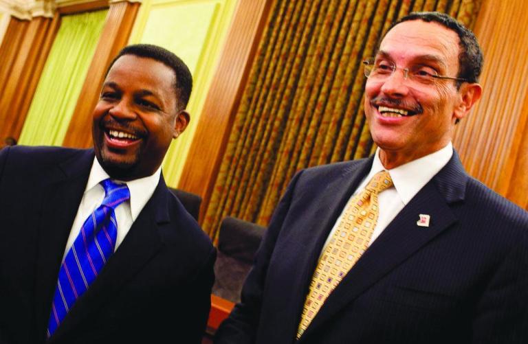 Former D.C. Councilman Kwame Brown (left) and D.C. Mayor Vincent Gray