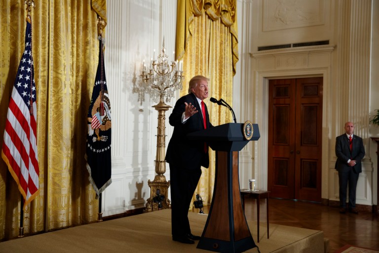 Nearly 40 percent of people surveyed had not heard about the press conference at all. (AP Photo/Evan Vucci)