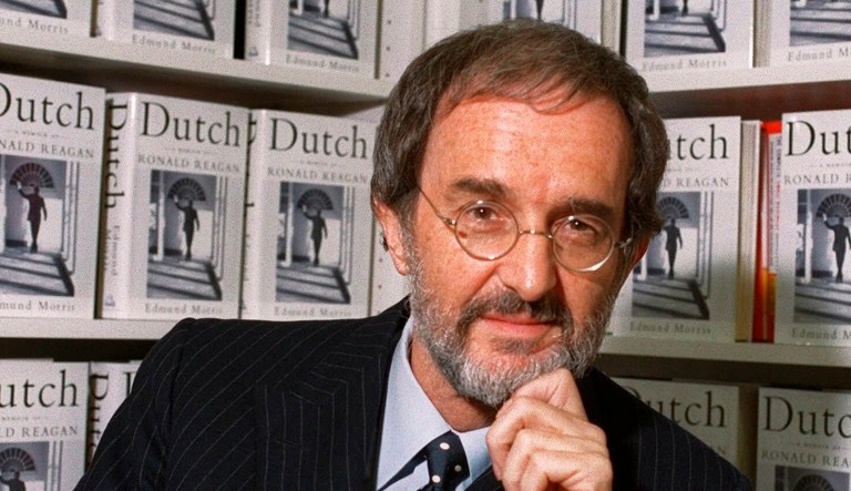 In this Wednesday, Sept. 29, 1999, file photo, Edmund Morris, author of "Dutch: A Memoir of Ronald Reagan," poses at Random House in New York.