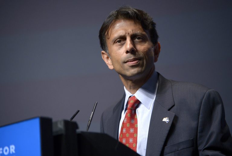 FILE - In this Aug. 30, 2013, file photo, Louisiana Gov. Bobby Jindal addresses attendees during the Americans for Prosperity Foundation's Defending the American Dream Summit in Orlando, Fla. With no end in sight to the federal government shutdown, Republican governors eyeing the 2016 presidential race are pitching themselves as can-do politicians and highlighting records of achievement. 