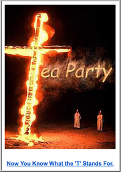 Alan Grayson uses a burning cross to spell Tea Party in a fundraising email