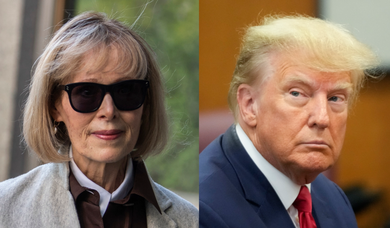 From left to right: E. Jean Carroll and former President Donald Trump.
