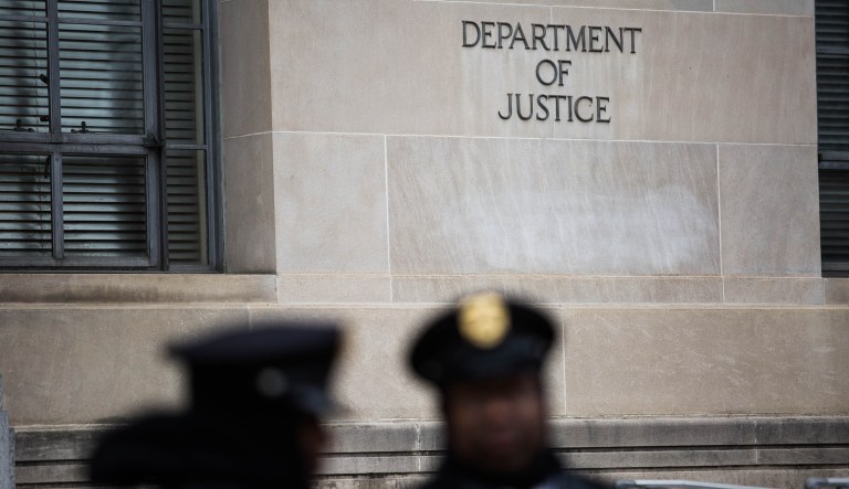 The exterior of the Department of Justice building in Washington.