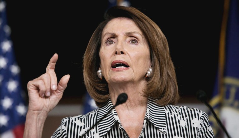 House Minority Leader Nancy Pelosi speaks during a press conference.