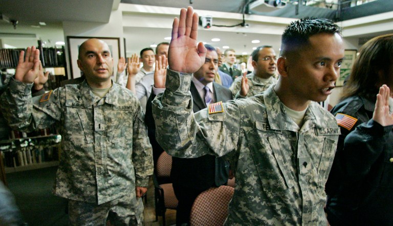 The 10 Army reservists who filed the lawsuit were recruited through the Pentagon's Military Accessions Vital to the National Interest program, known as MAVNI, which gives fast-track citizenship to legal immigrants who have critical language skills or cultural skills. 