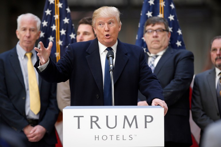 Members of the Washington Post editorial board met with Republican presidential candidate Donald Trump for an hour Monday. (AP Photo/Alex Brandon)