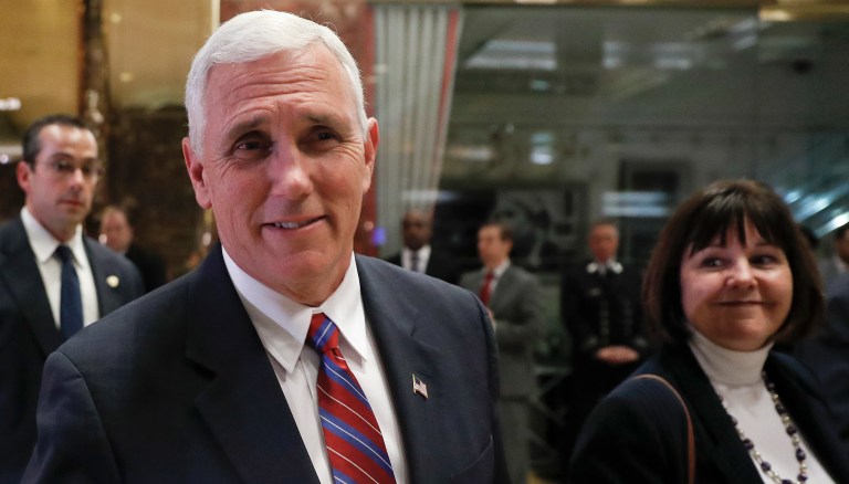 Vice President-elect Mike Pence will attend the House Republicans weekly conference meeting Thursday. (AP Photo/Carolyn Kaster)
