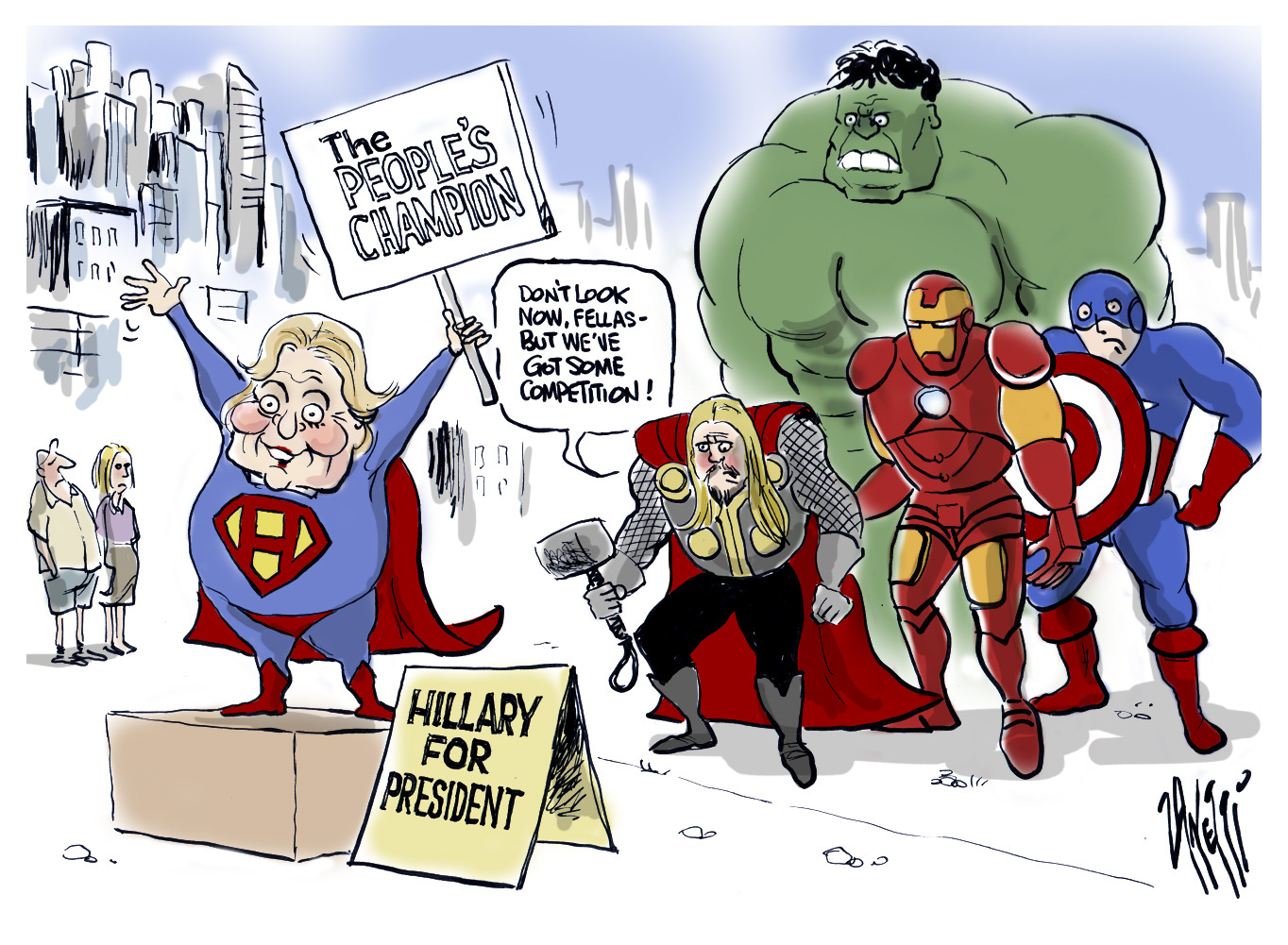Editorial Cartoon: D.C. vs. Marvel