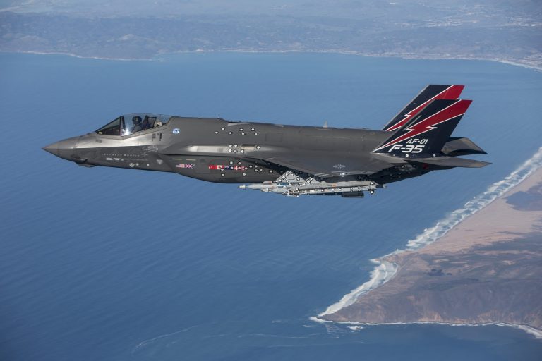 An F-35 launched an AIM-9X missile for the first time over the Pacific Sea Test Range on Jan. 12. A report raises questions over the aircraft's delivery schedule. (Lockheed Martin)