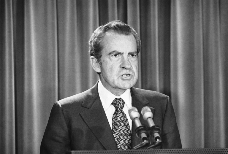 Democrats referred to Nixon's Saturday Night Massacre in 1973, when he fired the special investigator who was probing the Watergate scandal. (AP photo)