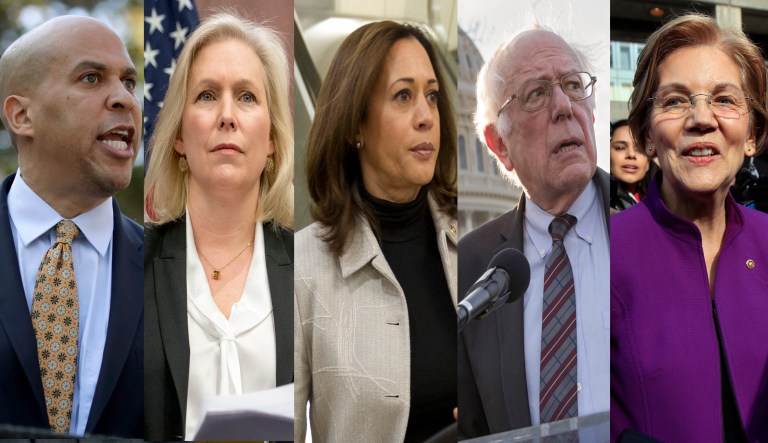 Sens. Cory Booker, Kirsten Gillibrand, Kamala Harris, Bernie Sanders, and Elizabeth Warren were united in their opposition.