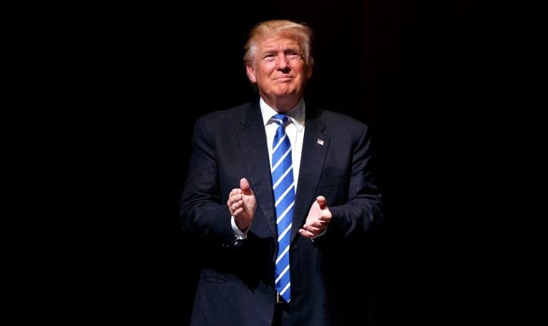 Republican presidential candidate Donald Trump sought to convince voters that Clinton can't be trusted to put their needs ahead of her herself. (AP Photo/Evan Vucci)