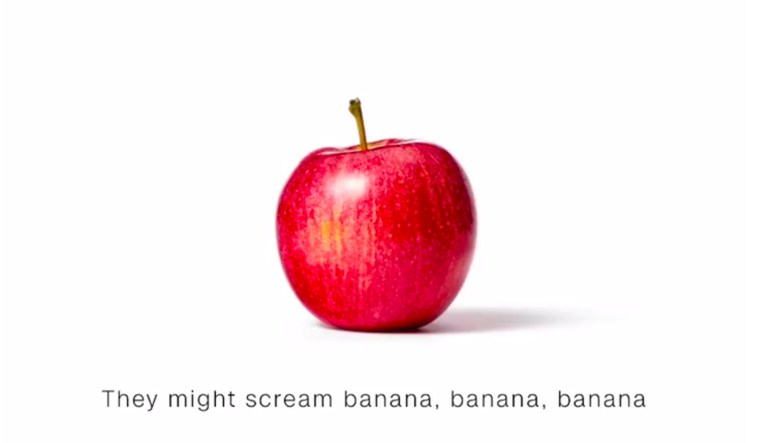 CNN's 30-second video ad shows a red apple while a voice over says that 