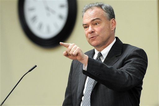 U.S. Senate candidate Gov. Timothy M. Kaine speaks during a forum, Friday July 27, 2012, in Lynchburg, Va. (AP Photo/The News & Advance, Sam O'Keefe)