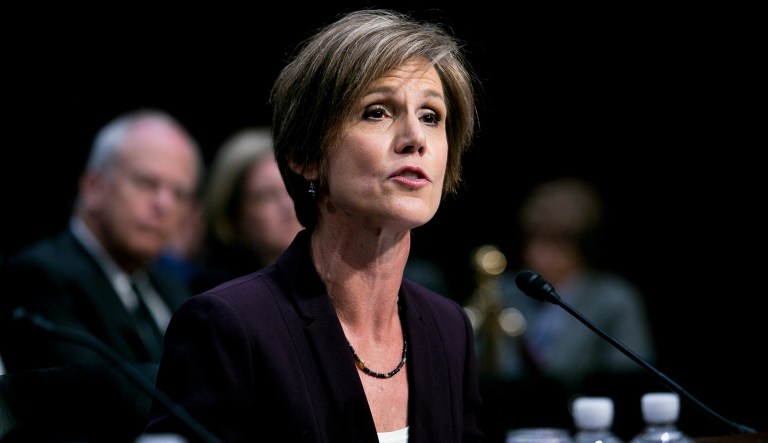 Former acting Attorney General Sally Yates became something of a heroine to the president's opponents Monday with her testimony before a Senate Judiciary Subcommittee. (Graeme Jennings/Washington Examiner)
