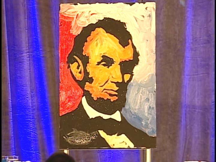 Portrait of Abraham Lincoln painted along with portraits of Michael Jordan and singer Bono. (Source: TIGTA audit report)